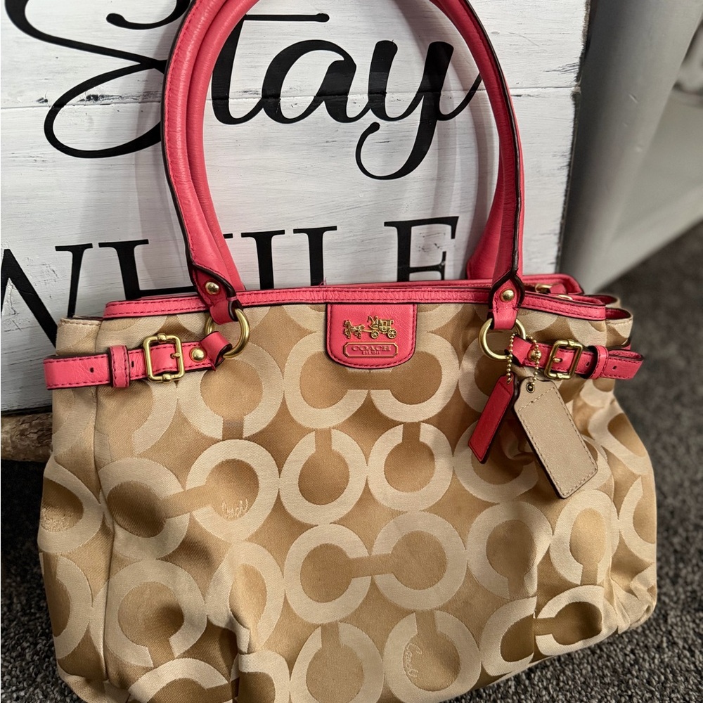 Vintage Coach Madison Op Art Satchel Bag Purse Tote